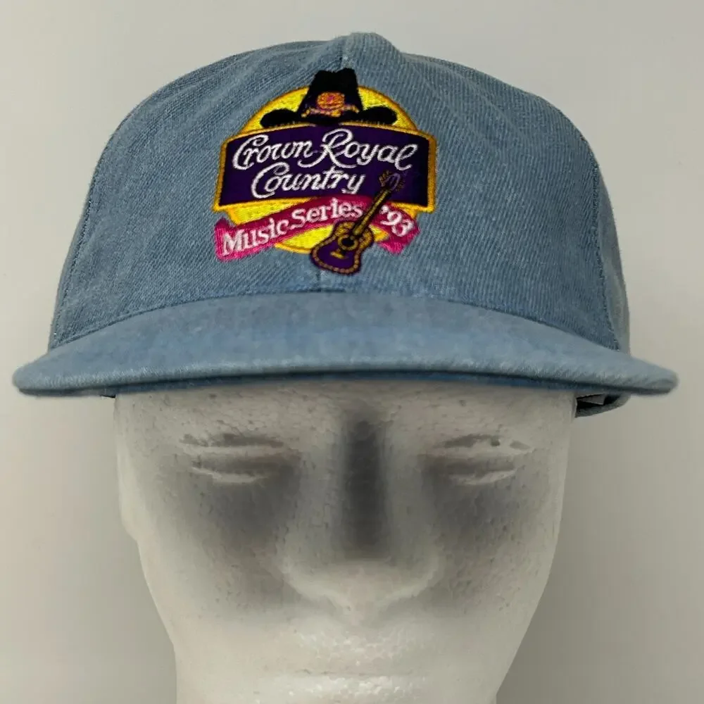 Vintage 90s Crown Royal Country Music Series 93 Hat Baseball Cap Strapback Blue